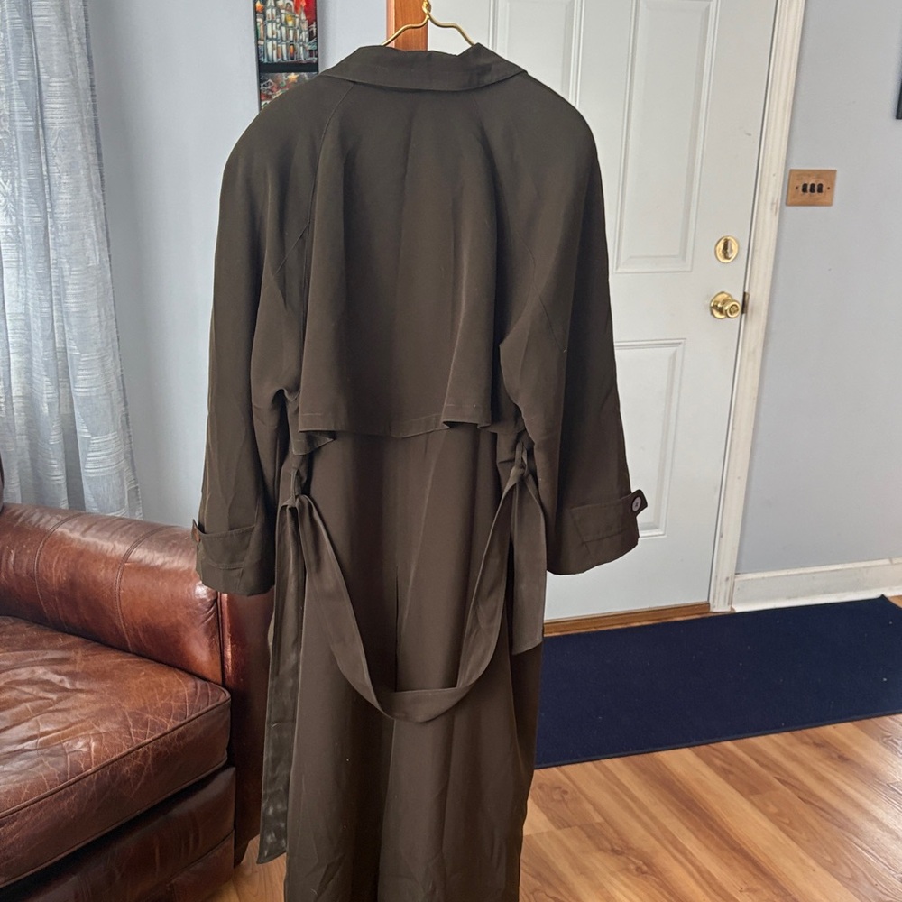 Talbots Dark Olive Double-Breasted Trench Coat - Picture 5 of 5
